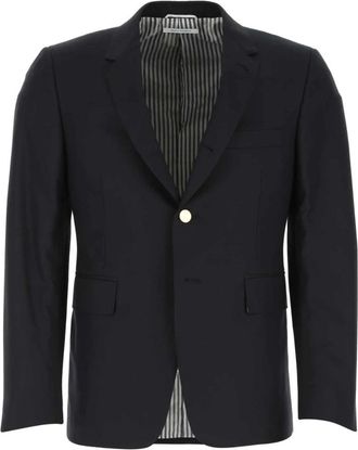 Thom Browne Midnight Blue Twill Blazer - Heren - Blazers - Blauw - XL - Wol - Jassen