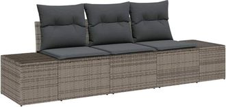 vidaXL Garden Sofa Set 3 pcs Grey Poly Rattan, Powder-Coated Steel Vidaxl