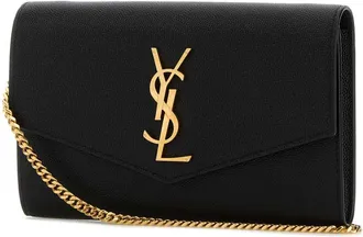 Saint Laurent Womens Black Leather Uptown Clutch 1000 Portafogli Wallet