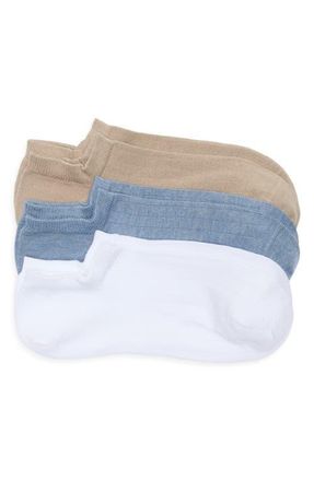 Nordstrom 3-Pack Rib No-Show Socks in Light Blue Heather Multi at Nordstrom