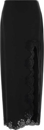 Valentino Garavani Lace Crepe Sati Rok - Dames - Midirokken - Zwart - S - Satijn - Rokken