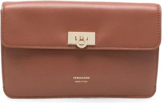 Ferragamo Gancini Clutch - Dames - Clutches - Bruin - ONE Size - Leer - Tassen