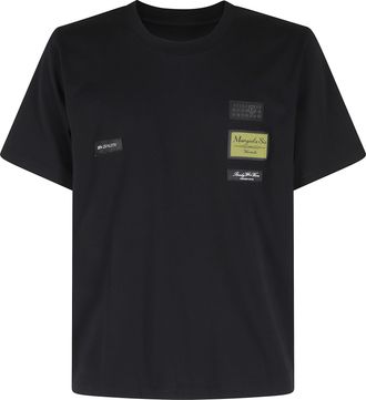 Maison Margiela Black Patch Logo-Patch Short-Sleeve Cotton T-Shirt
