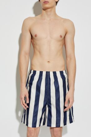 Ami Striped Swim Shorts, Mens, Navy Blue