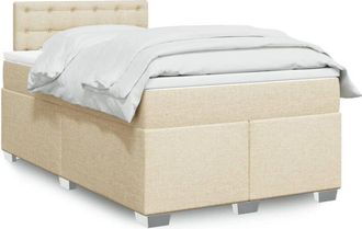 vidaXL Box Spring Bed with Mattress Cream 120x190 cm Fabric Vidaxl