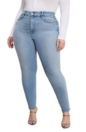 Good American SoftTech Good Waist Raw Hem High Waist Skinny Jeans in Indigo763 at Nordstrom Rack, Size 22