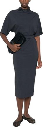 Brunello Cucinelli Wool Jersey Midi Jurk - Dames - Jurken - Blauw - Maat: M Jersey