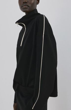 Mango Half Zip Sweatshirt in Black at Nordstrom, Size X-Small