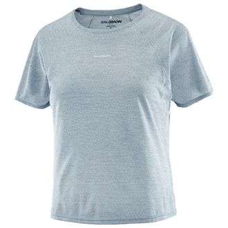 Salomon SHKout Air Cropp S/S Tee Laufshirt f&uuml;r Damen | grau