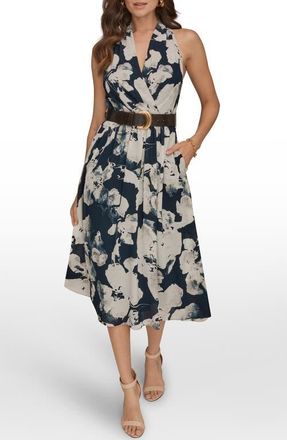 DKNY Belted Midi Dress in Nightfall Multi at Nordstrom, Size 12