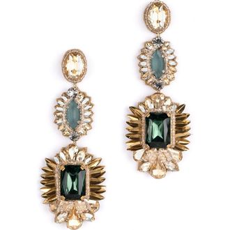 Deepa Gurnani Klara Beaded Crystal Drop Earrings in Emerald at Nordstrom