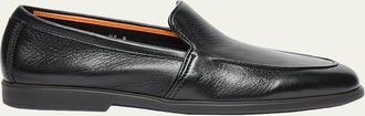 Santoni Mens Malibu Soft Grained Leather Loafers