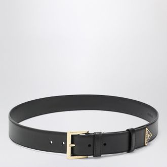 Prada Black leather belt with triangle logo
