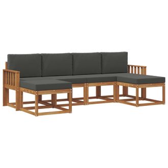 vidaXL Conjunto De Sof&aacute;s De Exterior 6 Pcs Natural Y Antracita Vidaxl
