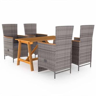 vidaXL Juego De Comedor Para Jard&iacute;n De 5 Piezas Gris Vidaxl