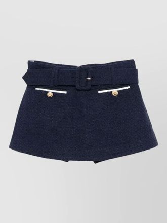 Self Portrait boucle skort mini skirt belted pockets