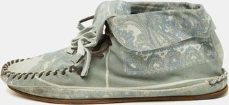 Dolce & Gabbana Grey Floral Printed Suede High Top Moccasins Size 44