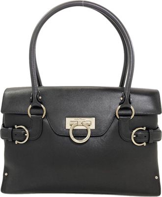 Ferragamo Black Leather Tote Bag (Pre-Owned)