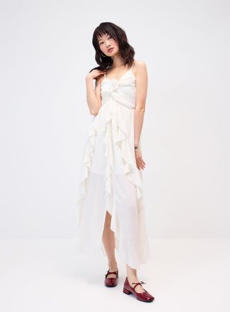 Twik Womens Airy chiffon maxi ruffle dress