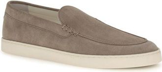 Brunello Cucinelli Mens Gray Calf Leather Bos Taurus Slip-On Loafers