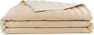 DKNY Hammered Silk & Cotton Blend Quilt in Gold at Nordstrom, Size King