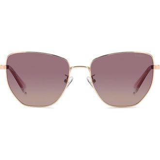 Polaroid 56mm Polarized Gradient Square Sunglasses in Gold/Burgundy at Nordstrom