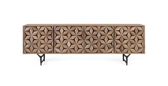 Giner&Colomer Mueble tv fabricado a mano en madera de mango con 4 puertas 177 cm