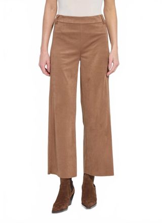 Lyss&eacute; Vionette Vegan Suede Wide Leg Trouser Pants In Camel
