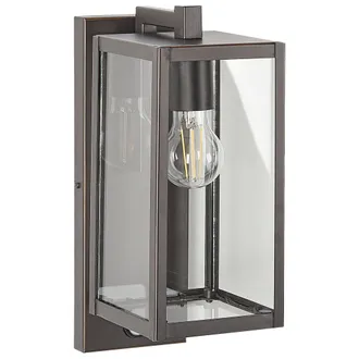 Beliani L&aacute;mpara De Pared De Metal Negro 33 Cm Vidrio Aplique Sensor Movimiento Exterior Megget