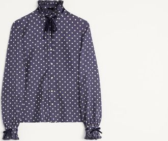 Valentino Camicia In Twill Stampa Plusdepois Donna NAVY/BETULLA 36