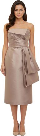 Alberta Ferretti Light Brown Strapless Midi Dress