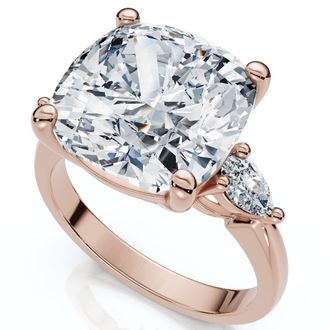 Pompeii3 Certified 7 1/3Ct Sharon Square Cushion Diamond Engagement Ring Gold Lab Grown