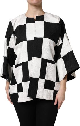 Dolce & Gabbana Womens White Black Patchwork Jacquard Blazer Jacket And Clothing