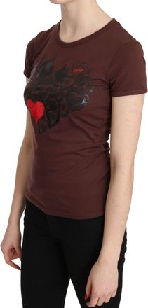 Exte Hearts Printed Round Neck T-shirt Womens Top