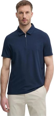 Michael Kors Polo shirt van katoenmix met rits - Heren - Polos - Blauw - S - Katoen - Tops