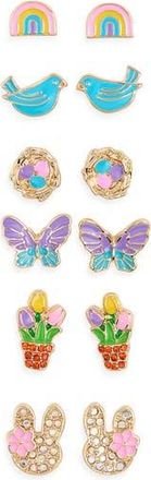 Leith Easter Butterfly 6-Pack Assorted Earrings in Pink Multi- Gold at Nordstrom Rack