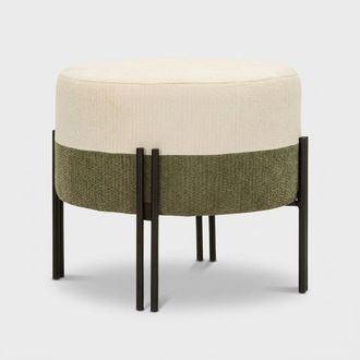 Mauro Ferretti Pouf Imbottito Rotondo In Poliestere E Metallo Tedy Sculptural Accent