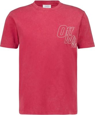 Off-white logo-detail T-shirt - men - Cotton - S - Red