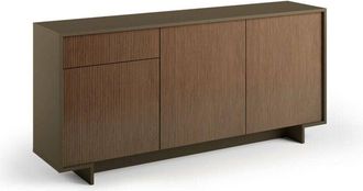 Dmora Credenza Agrifoglio, Madia da salotto, Buffet da soggiorno a 3 ante e 1 cassetto, 100% Made in Italy, 170x42h78 cm, Marrone e Noce, con imballo