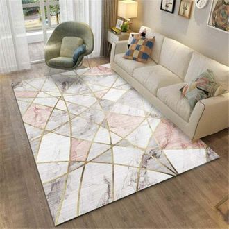 OEM Alfombra Geom&eacute;trica Moderna Para Sal&oacute;n, Confeccionada Con Fibras Resistentes Y Suaves, En Color Gris Y Rosa, De 120 X 180 Cm, Ideal Para La Habitaci&oacute;n