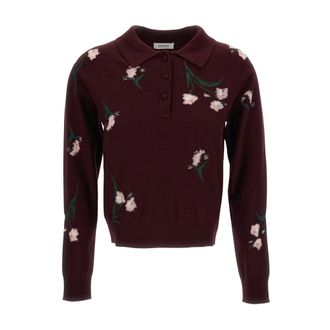 Erdem Polo-style Merino Jumper - female - Erdem - Polo Shirts - Red - L - Tops