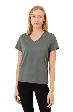 Pact Organic Cotton Womens Softspun Essential V-Neck Tee in Castor Green at Nordstrom, Size X-Small