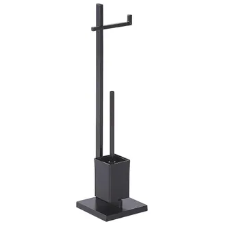 Beliani Beliani - Soporte De Papel Higi&eacute;nico De Metal Plateado Negro Brillante Portarrollos Escobillero Accesorio De Ba&ntilde;o Moderno Ulapes