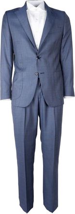 Made in Italy Prince of Wales Wool Suit with Two-Button Closure
