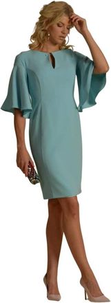 Moskada Elegante Korte Crepe Jurk - Celeste - Dames - Korte kleedjes - Blauw - XL - Kleedjes