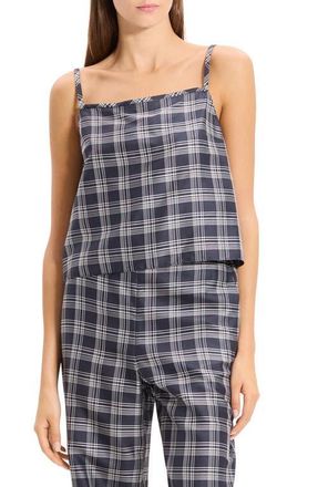 Theory Plaid Silk Camisole in Navy Multi at Nordstrom, Size X-Large