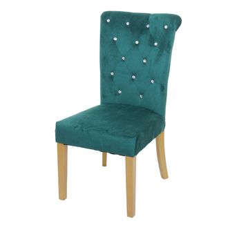 Hhg Hhg - Silla De Comedor 558, Silla De Cocina, Remaches De Terciopelo, Verde Oscuro, Patas Doradas