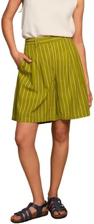 Celtic & Co. Pleat Front City Shorts in Willow Stripe at Nordstrom, Size 12