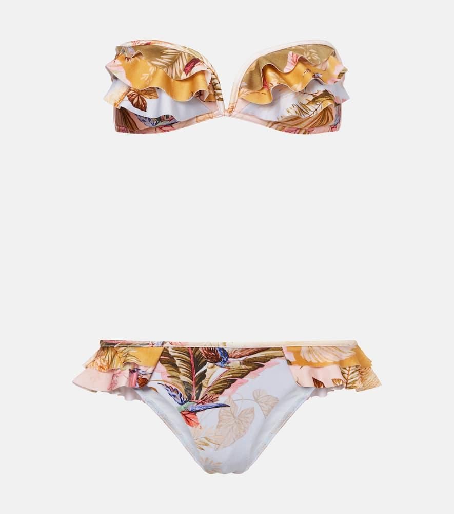 【Zimmermann】Coco bow-detail floral bikini top Coco bow-detail floral bikini top in multicoloured