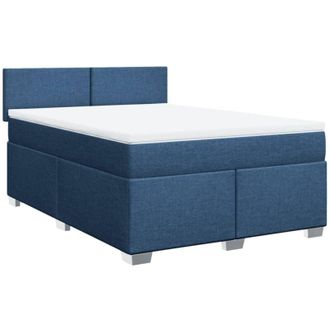 vidaXL Cama Box Spring Con Colch&oacute;n Tela Azul 140x200 Cm Vidaxl